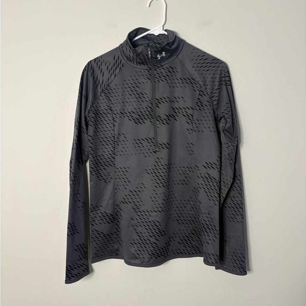 Under Armour Running Women’s Small Long Sleeve Top Grey Pocket Fitted